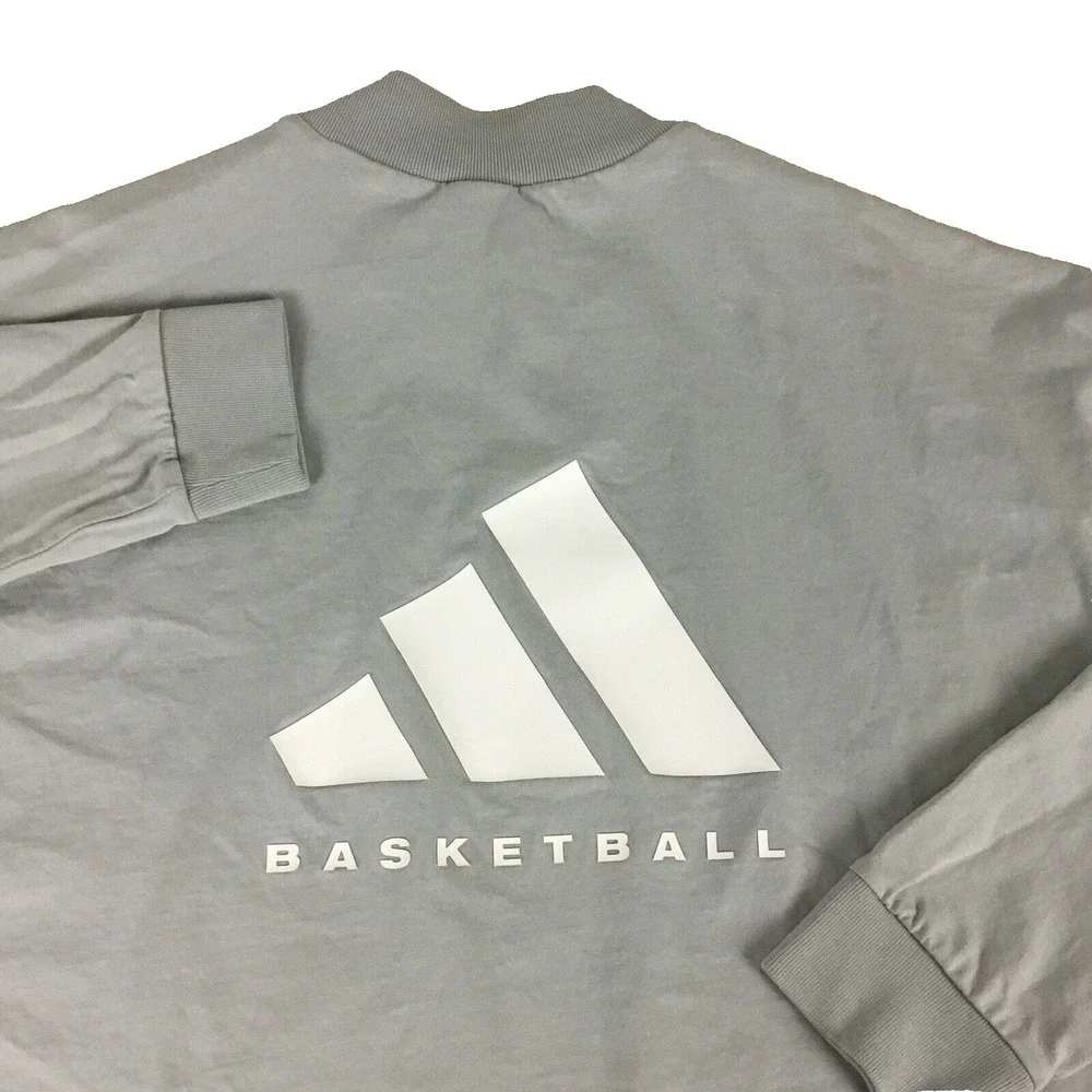Adidas Basketball Mens Large Gray Mock Neck‎ Long Sleeve Graphic T-Shirt L